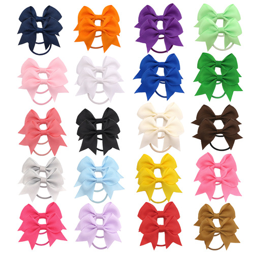 Cross-border 6cm solid color ribbed band with bow hair tie hair ring for women children swallowtail hair band for babies hair accessories