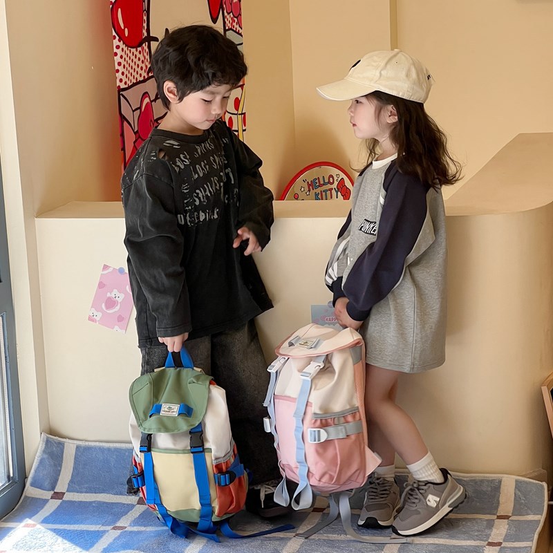 Mochila coreana de moda para niños y niñas, estilo occidental, mochila escolar de escuela primaria de gran capacidad, mochila para niños con cordón de moda nueva