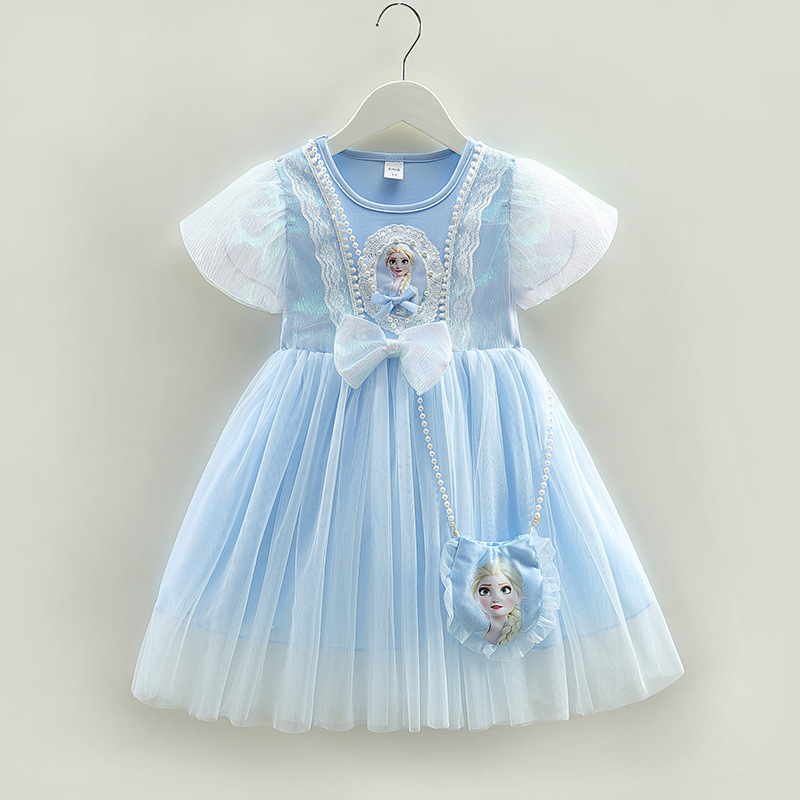 Girls' Short-Sleeved Elsa Dress Summer 2026 New Style Elsa Princess Dress Baby Fashionable Dress Dress Korean Style Gauze Dress Girls' Short-Sleeved Elsa Dress Summer 2026 New Style Elsa Princess Dress Baby Fashionable Dress Dress Korean Style Gauze Dress