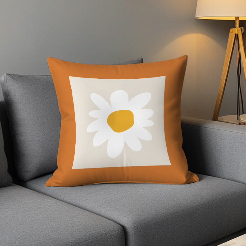 Luz de lujo nórdico simple almohada de viento naranja geométrica impresa de doble cara cojín de ventana flotante decoración sofá sala de estar almohada