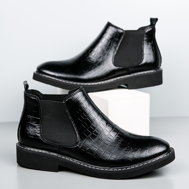 Autumn and Winter 2024 Men's Chelsea Boots High-top Casual Shoes Cross-border plus size Men's Shoes Genuine Leather High-end Inner Height