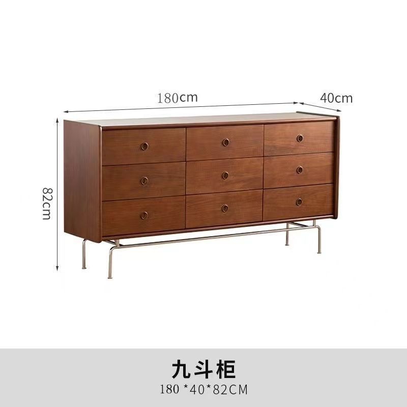 中古风实木九斗柜家居卧室现代简约复古抽屉柜一体日式北欧客厅柜|undefined
