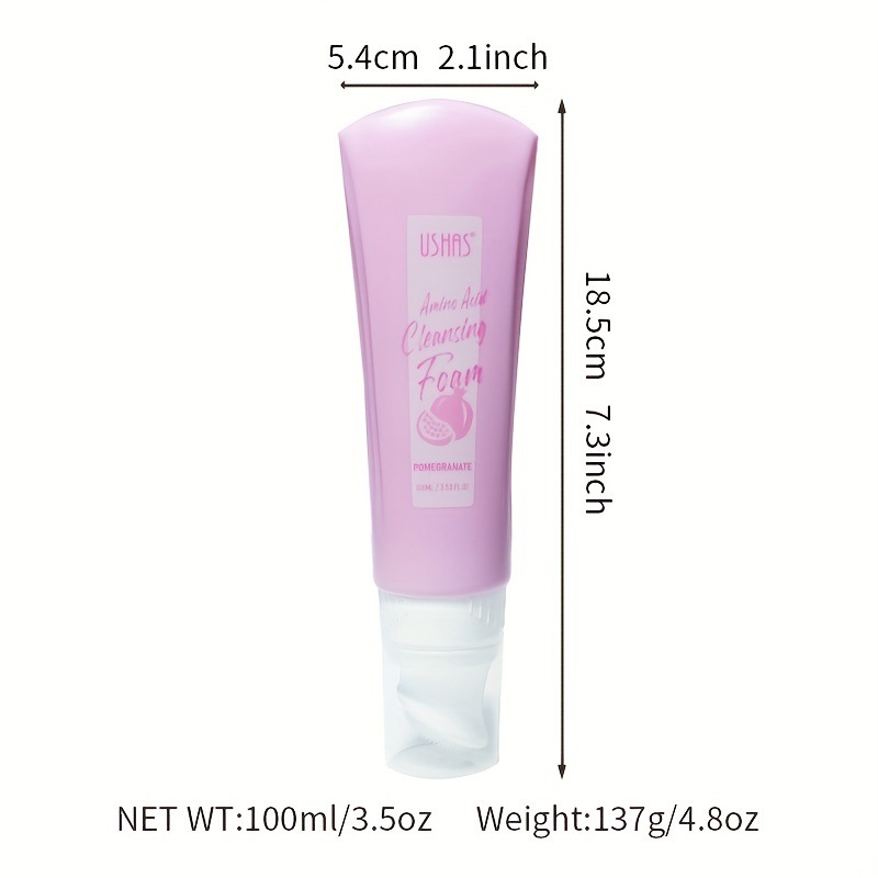 USHAS Hot Selling Pomegranate Hard Tube Cleanser Espuma suave, desengordurante e limpeza facial profunda_voghion.com