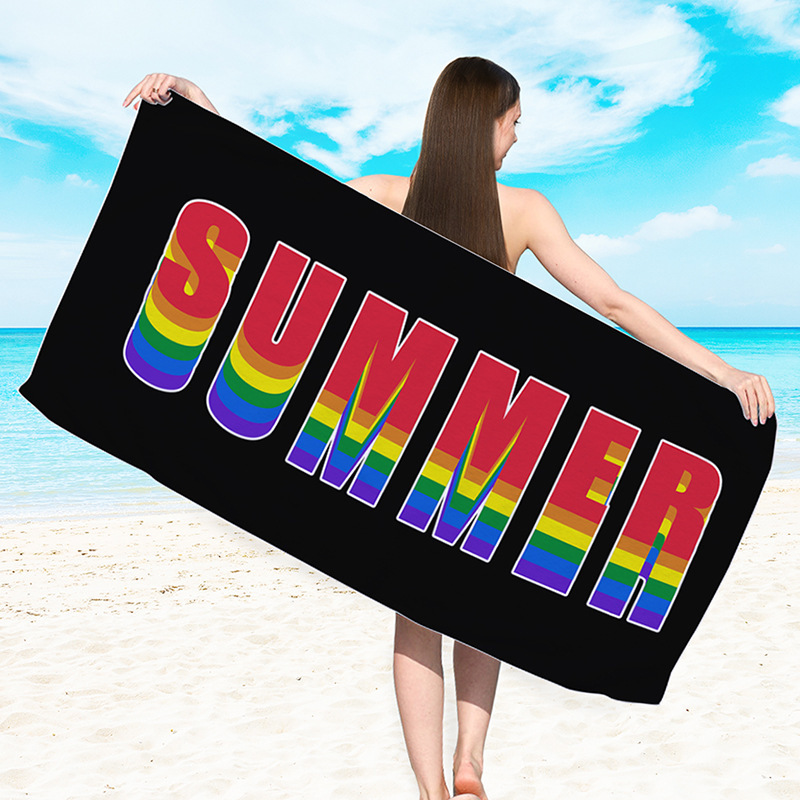 Amazon toalla de playa de tela de toalla de doble cara europea y americana toalla de baño de playa de microfibra impresa transfronteriza