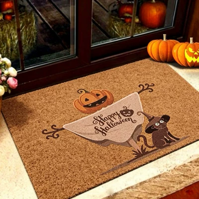 Palm Fiber Loop Mud-Scraping Foot Mats | Avtomobil döşəmə paspasları - zx-halloween-moment-h08-3040-silk-circle-without-overlocking
