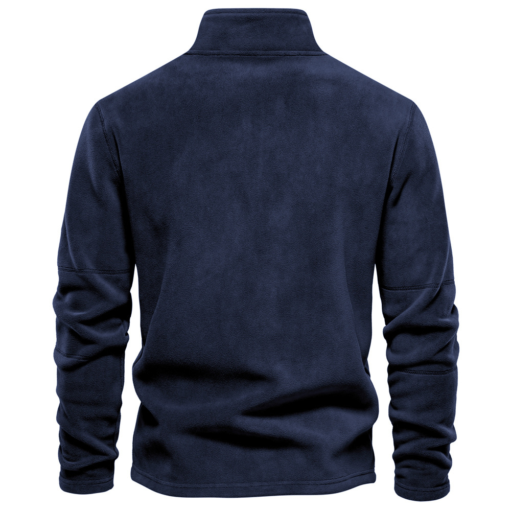 1 Autumn Winter New Half Zip Long Sleeve Sweatshirt Stand Collar Cross-Border Trendy Versatile Men's Fleece Top_voghion.com