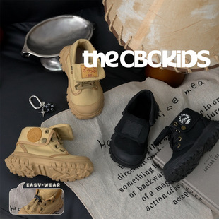 Xshx "Mountain Style Flip Tongue" Mountain Style Children's Canvas Hiking Shoes for Boys and Girls in Spring and Autumn [Wenzhou Shoes]