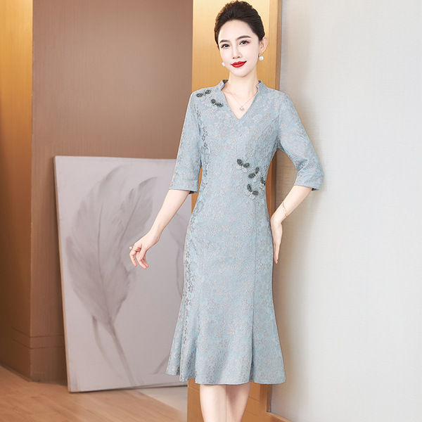 Long fashionable autumn elegant dress