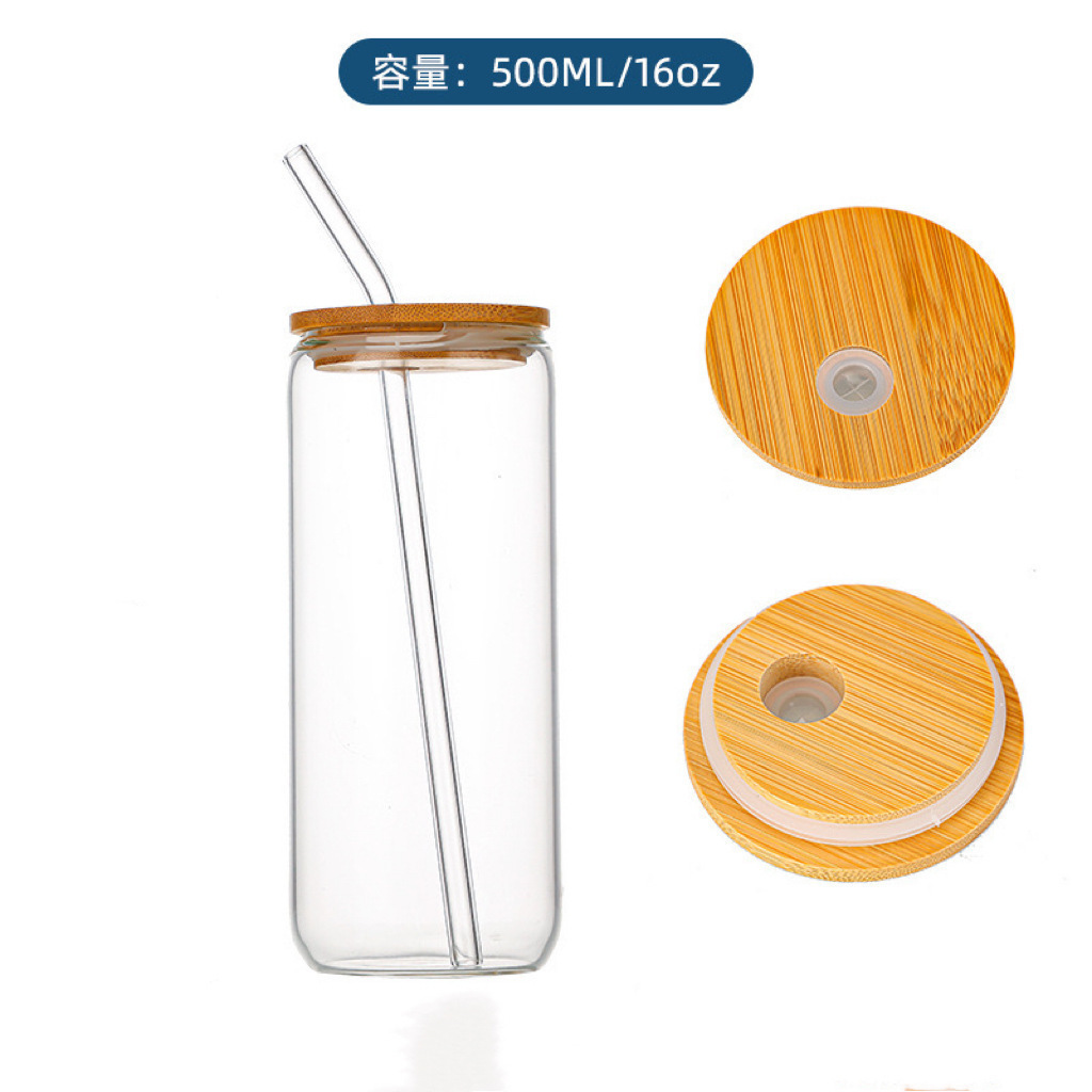Taza de 16OZ + tapa de bambú + paja