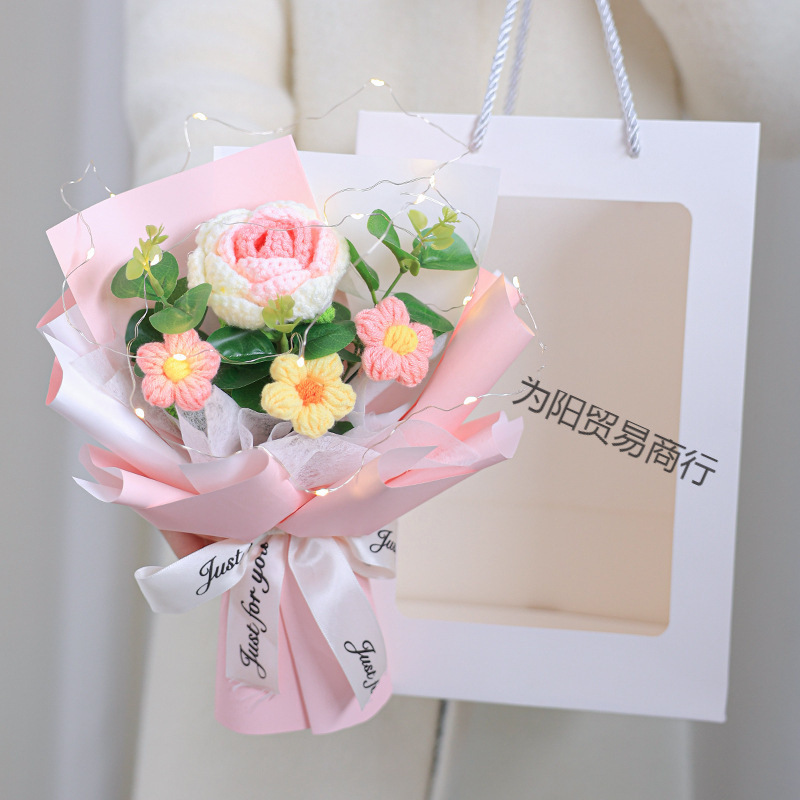 创意生日礼物手工钩织毛线花束成品教师节送老师教师礼物送女友|undefined