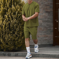夏の綿の薄いカジュアルスーツフルセットハイエンドトレンディなメンズ NK 半袖ショーツ T シャツスーツ紳士服工場在庫