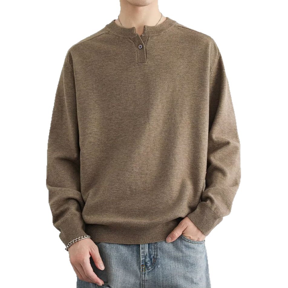 Henry cuello V camiseta de manga larga suéter hombre viejo dinero lujo ligero negocio primavera y otoño suéter fábrica transfronteriza al por mayor image 6