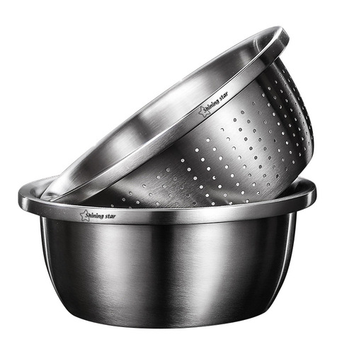 304 drain basket household basin kitchen stainless steel basin thickened vegetable basin cooking basin basin stainless steel seasoning basin