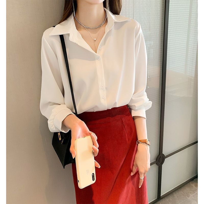 雪纺衬衫女早秋2025显瘦时尚设计感小众上衣宽松叠穿白衬衣打底衫|undefined