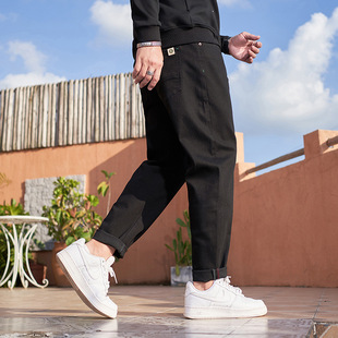 Z3031 | Plus size fat guy autumn black casual pants commuter YKK zipper loose straight jeans men
