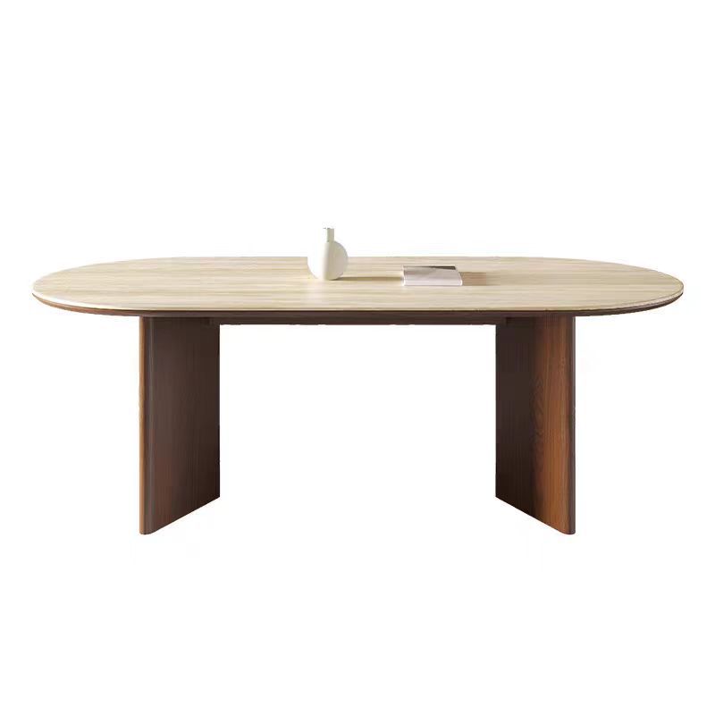 Mesa y silla de comedor de piedra de cueva retrógrada francesa, mesa de comedor ovalada doméstica, mesa de comedor de madera maciza rectangular de nuez