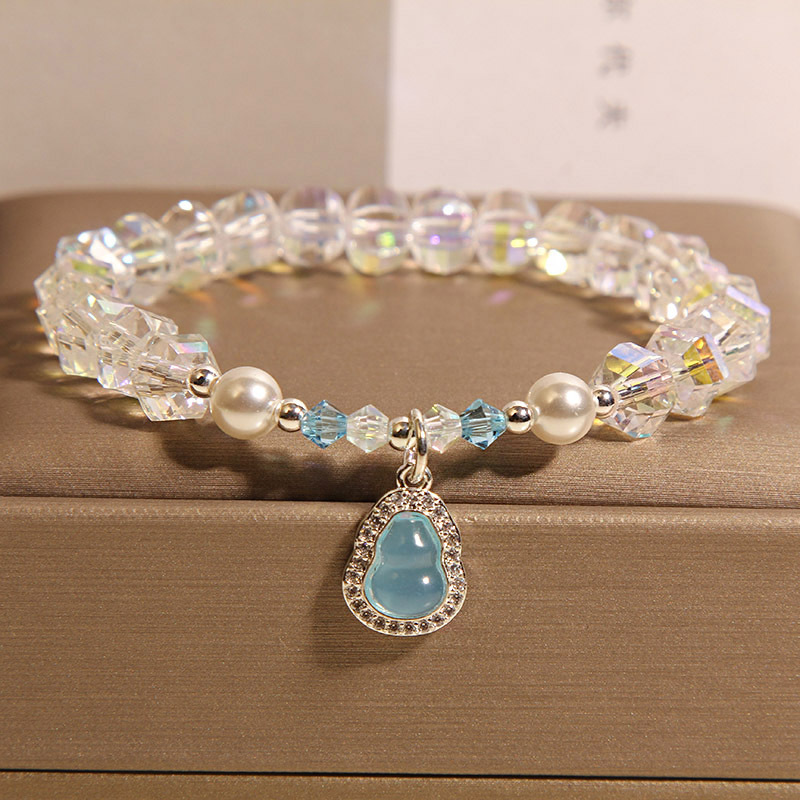 Nueva pulsera de cristal de polvo de cuentas de ábaco chino, verano femenino, lujo ligero, nicho, moda de alta gama, colgante de calabaza, pulsera, pulsera