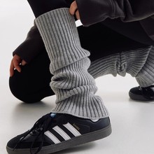 灰色袜套堆堆袜秋冬配鲨鱼裤女长款加厚小腿腿套保暖韩系针织毛线