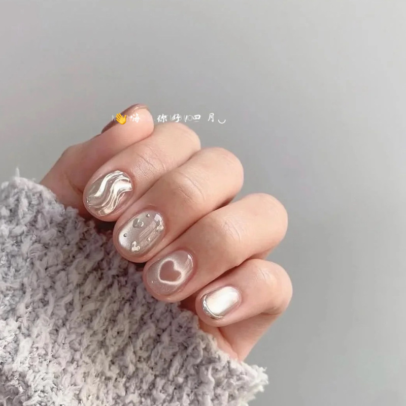 Short Style Wearable Nails, Wearable European and American Cat-Eye Manicure, Purely Handmade, New Style, Sparkling Heart Cat-Eye Nail Pieces Short Style Wearable Nails, Wearable European and American Cat-Eye Manicure, Purely Handmade, New Style, Sparkling Heart Cat-Eye Nail Pieces