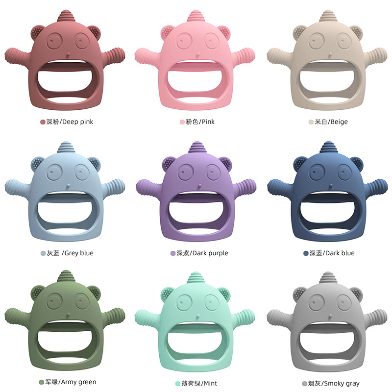 Mortero de silicona para bebé unicornio, palo molar para bebé, protector de manos, artefacto anti-comer, juguete calmante, morder y morder