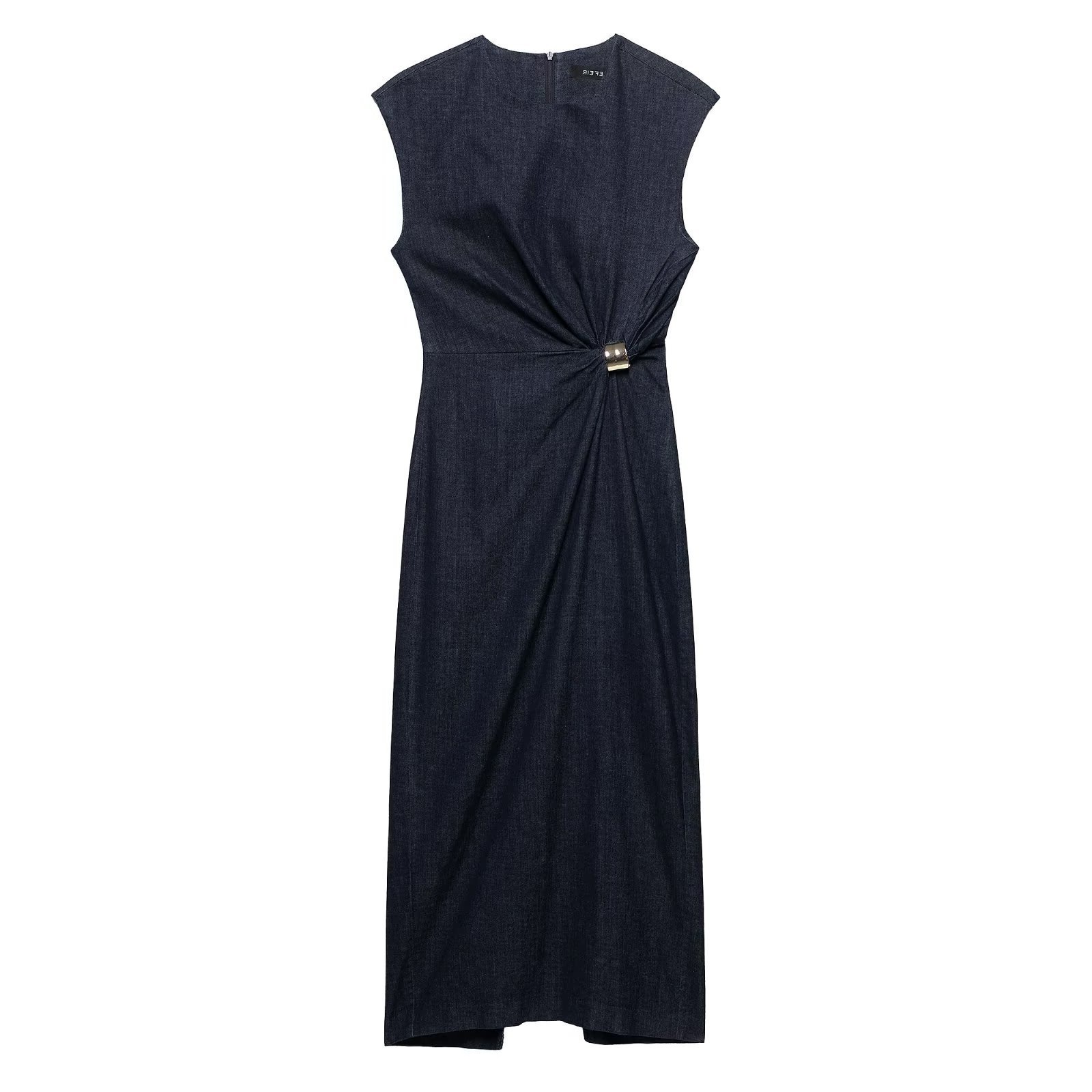 TAOP&ZA Summer elegant fashionable denim dress with a round collar…