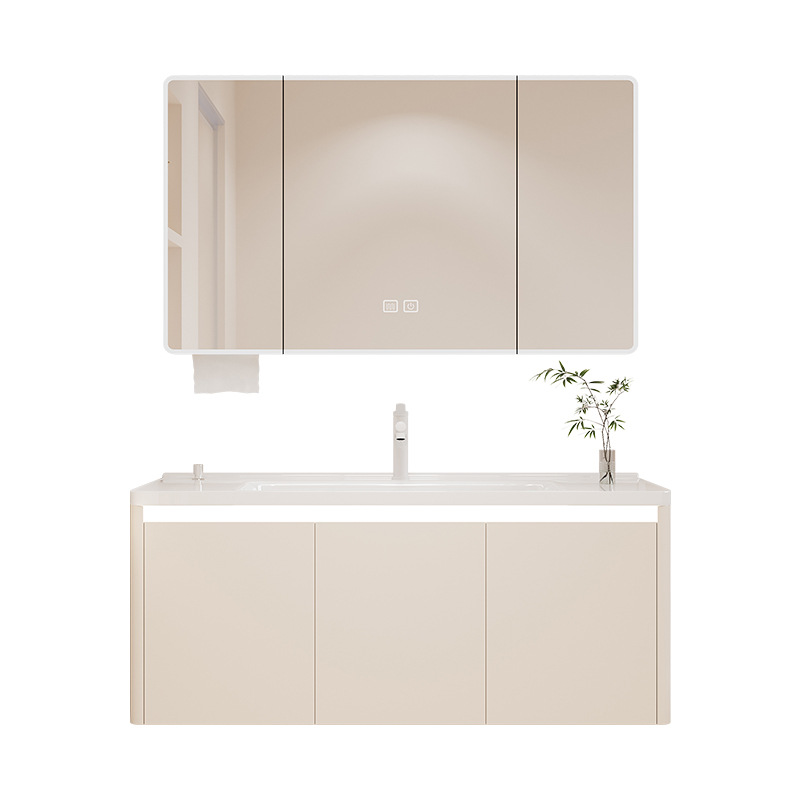 Gabinete de baño de agua con control de mesa, lavabo integrado de cerámica, cajón de baño, gabinete de baño de inducción, lavabo combinado, nido de abeja, aluminio