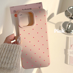 【塔下】韓国風シンプル水玉模様 iPhone16/17 Pro Max対応 携帯ケース 女の子向け ソフトケース