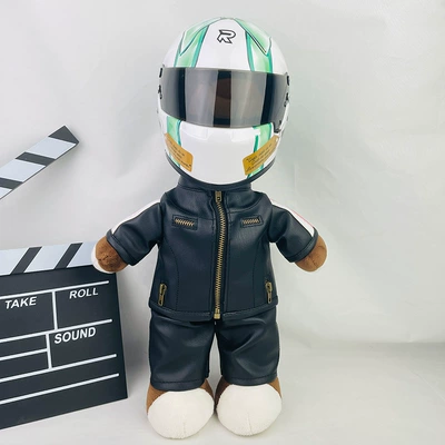 Motosiklet dəbilqələri | Partner 28cm Plush Doll - 28cm-35cm-black-leather-f1-blue-butterfly-helmet-buckle-anti-collision-layer