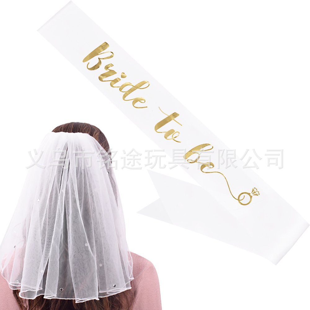 Bachelor Party novia de oro rosa para ser correa de hombro banda ceremonial nupcial de dos piezas corona diadema