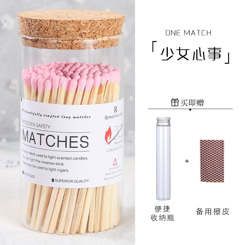 Velas de aromaterapia, fósforos de mango largo especiales, botellas de fósforos de colores al por mayor, materiales de fuego antiguos, versión extendida de alto valor