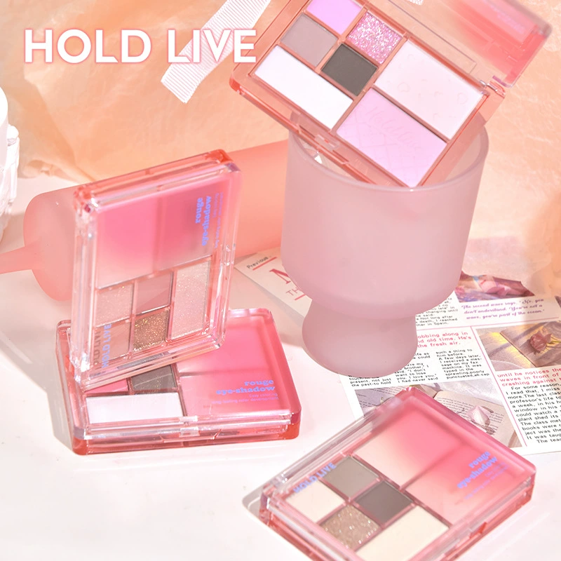 Eyeshadow palette HOLD LIVE, fuchsia–blue shades with face blush, compact multi-shade kit