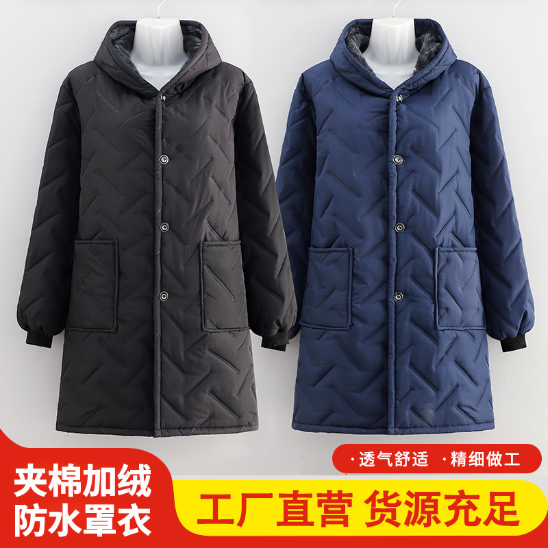 Nuevo algodón intercalado y camelera de abrigo impermeable, abrigo de invierno para madres a prueba de viento, abrigo largo y duradero