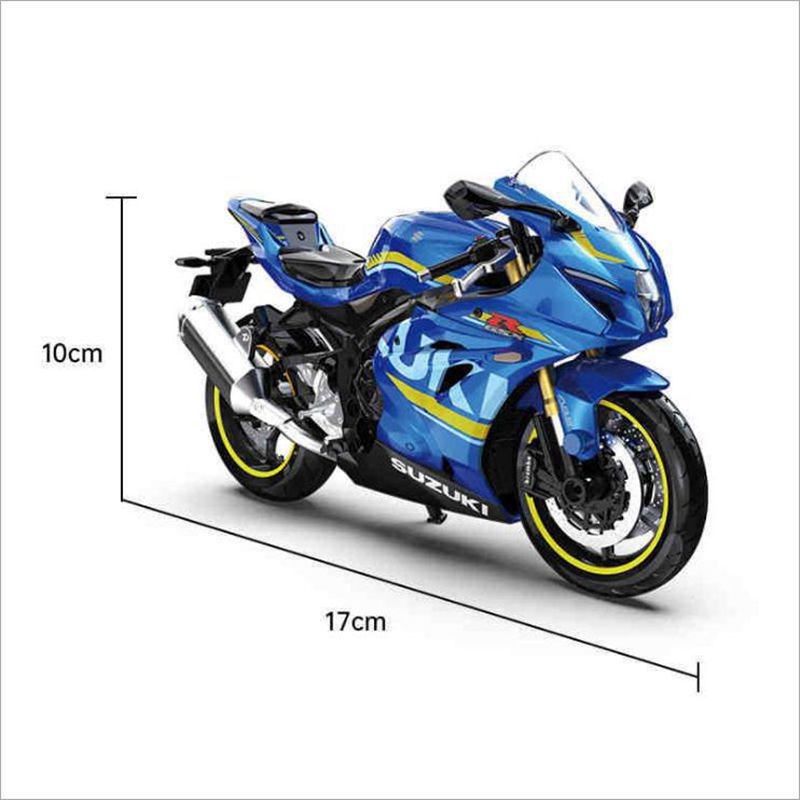 Caja a granel color ámbar 1:12 Suzuki GSX-R1000 aleación modelo de motocicleta simulación coche de carreras decoración de juguete