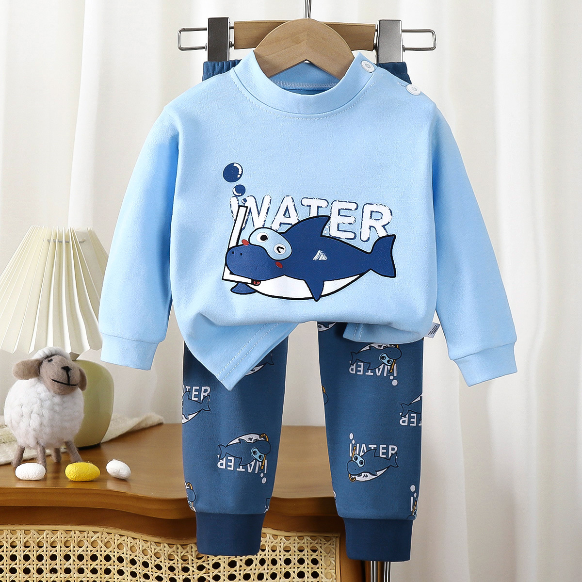 T-m pure cotton suit (blue dolphin)