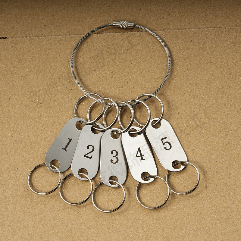 Stainless Steel Solid Color Chinese Style Key Ring Keychain Thickened Key Plate Warehouse Hotel Landlord Key Classification Stainless Steel Solid Color Chinese Style Key Ring Keychain Thickened Key Plate Warehouse Hotel Landlord Key Classification