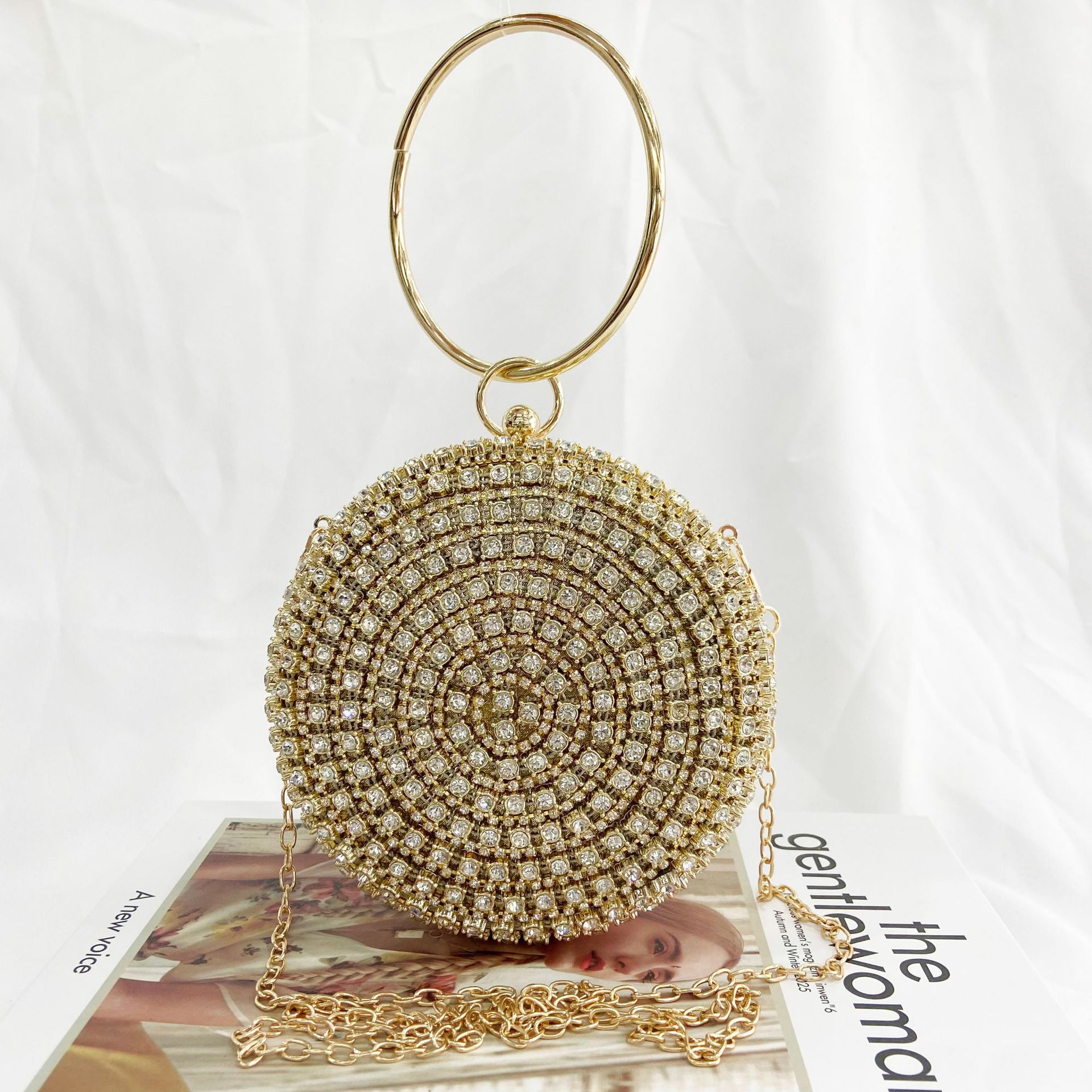 Pochette da sera vintage con bracciale e strass per donna_voghion.com