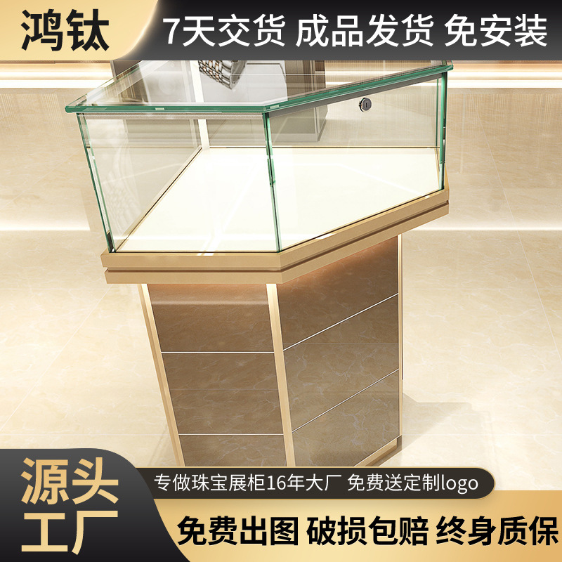 鸿钛珠宝钻石转角柜 珠宝饰品玻璃拐角柜 时尚个性商品展示架现货