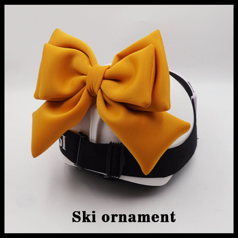 Double Layer Bowknot Khaki Dark Brown Helmet Decoration Skiing Motorcycle Universal