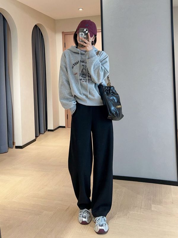 软糯垂顺加厚保暖蚕丝羊绒香蕉裤高腰休闲阔腿裤女2024秋冬|undefined