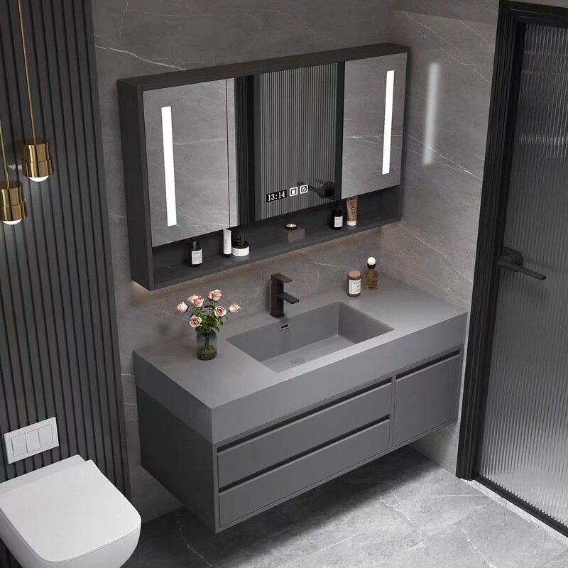 Nano Stone Bathroom Cabinet with Integrated Washbasin Countertop, Washbasin Cabinet Combination, Washbasin, Bathroom Sink