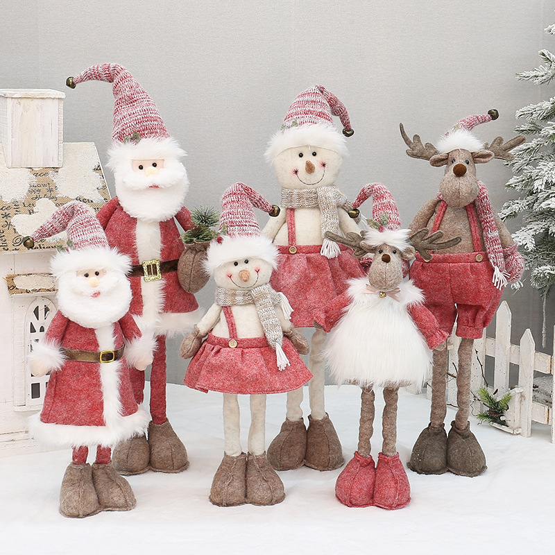 2025 新しいクリスマスギフトピンク伸縮人形老人雪だるまヘラジカ人形ホリデー人形小さなギフト|undefined