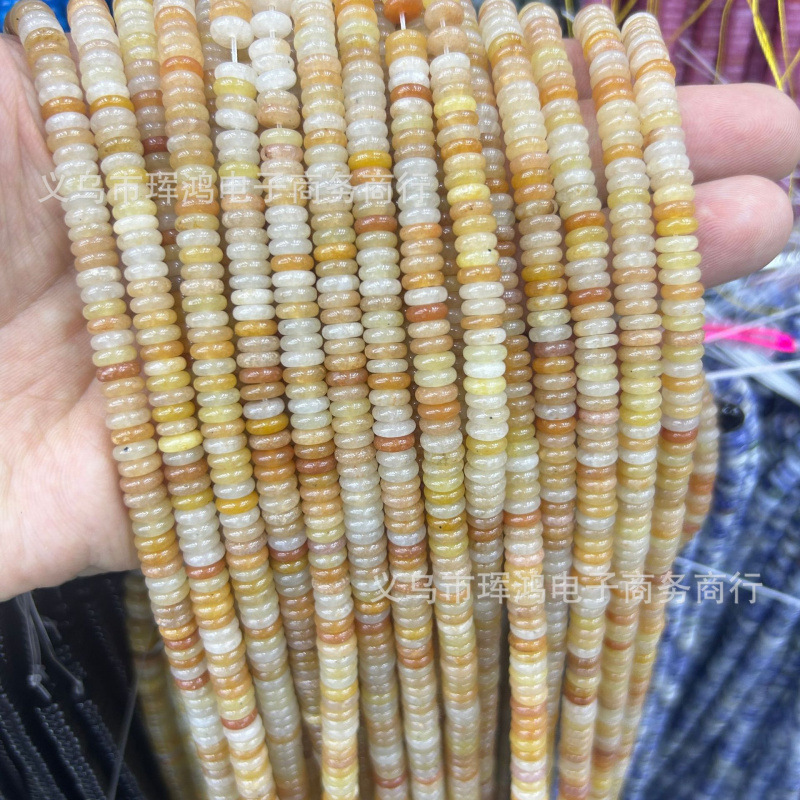 天然石2*6mm亚马逊算盘珠虎眼圆片散珠diy饰品配件定位珠隔片串珠|undefined