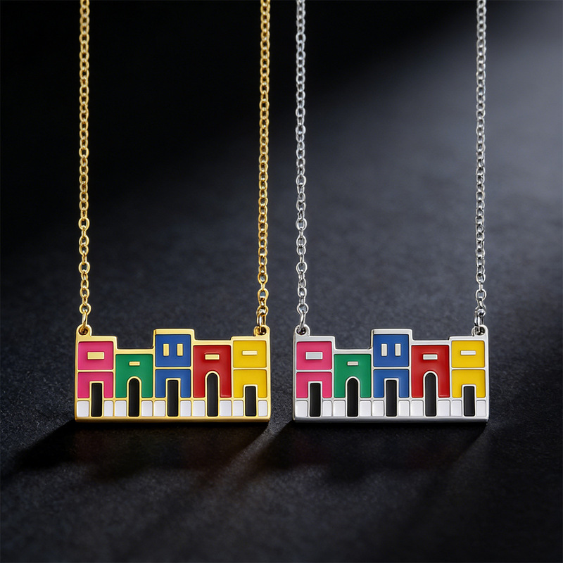 Cross-Border Hot-Selling Puerto Rican Ethnic Home Pendant Necklace for Women, Fashionable Light Luxury Style, High-End Stainless Steel Accessory Cross-Border Hot-Selling Puerto Rican Ethnic Home Pendant Necklace for Women, Fashionable Light Luxury Style, High-End Stainless Steel Accessory