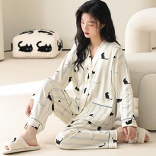 睡衣女士月子服和服开衫长袖春秋妈妈纯棉两件套可外出家居服套装