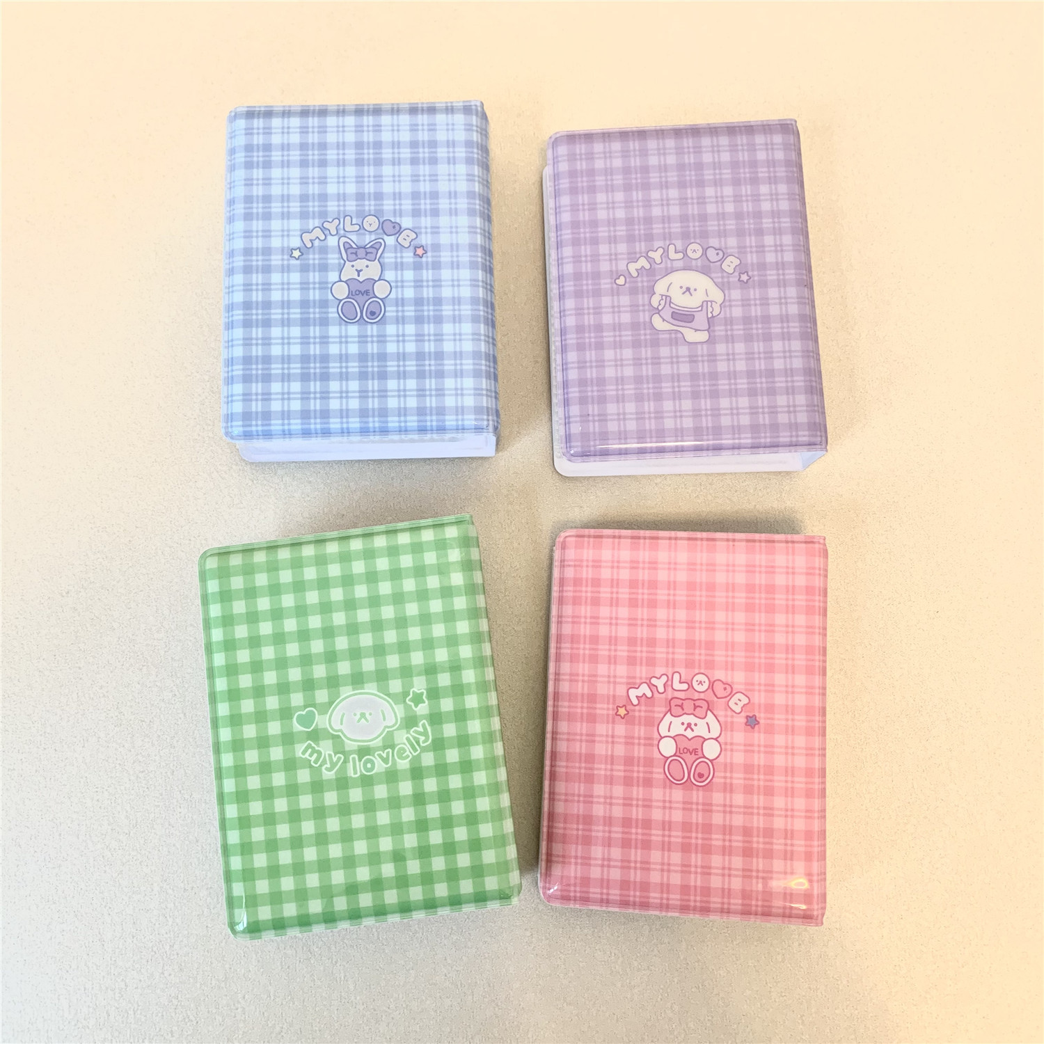 INS estilo lindo perro conejo Plaid 3 pulgadas Polaroid mini álbum Star-Chasing aidou pequeño libro de almacenamiento de libros de tarjetas