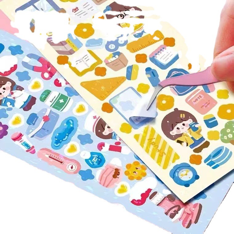 Original 10 Goo tarjeta traje lindo de dibujos animados para niños diario pegatinas láser Goo tarjeta pegatinas mano diario pegatinas al por mayor