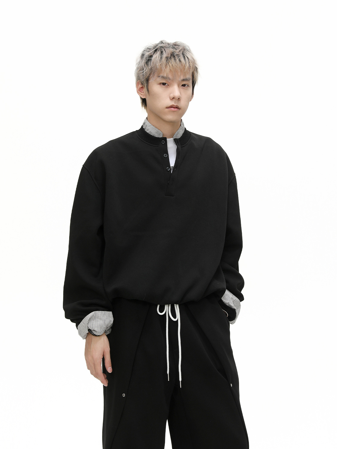 MTLCLOTHES Hombres| Falso de dos piezas de empalme simple versátil relajado conjunto de estilo deportivo relajado diario