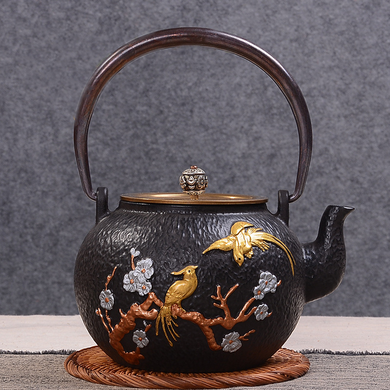 Dianggong Tang Dragon y Phoenix Opera Perla olla de hierro imitación japonesa del Sur antigua olla de hierro tetera sin recubrimiento juego de té de Kung Fu