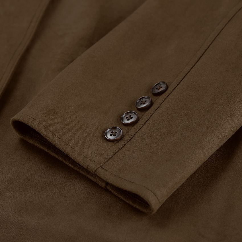 Women's Suede Coat Retro Autumn Winter Long Lapel Jacket Women_voghion.com