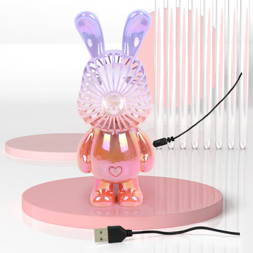 USB充电兔子风扇迷你便携式电镀果冻款桌面风扇 儿童礼品批发代发